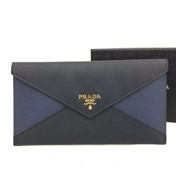 PRADA Logo Saffiano Leather Long Bifold Wallet - Picture 1 of 8